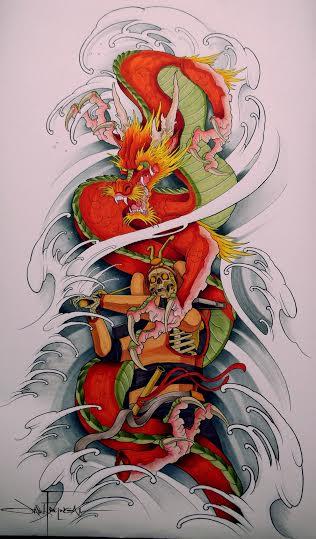 Tattoos - Dragon Samurai  - 88835